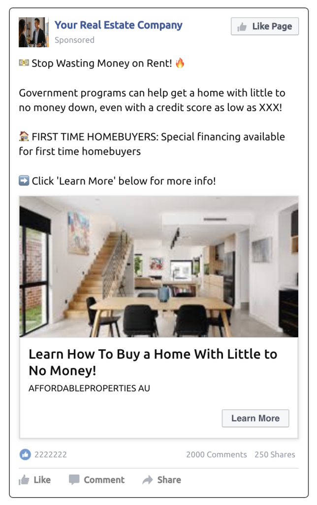 example of ads to run