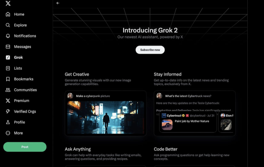 grok 2 interface