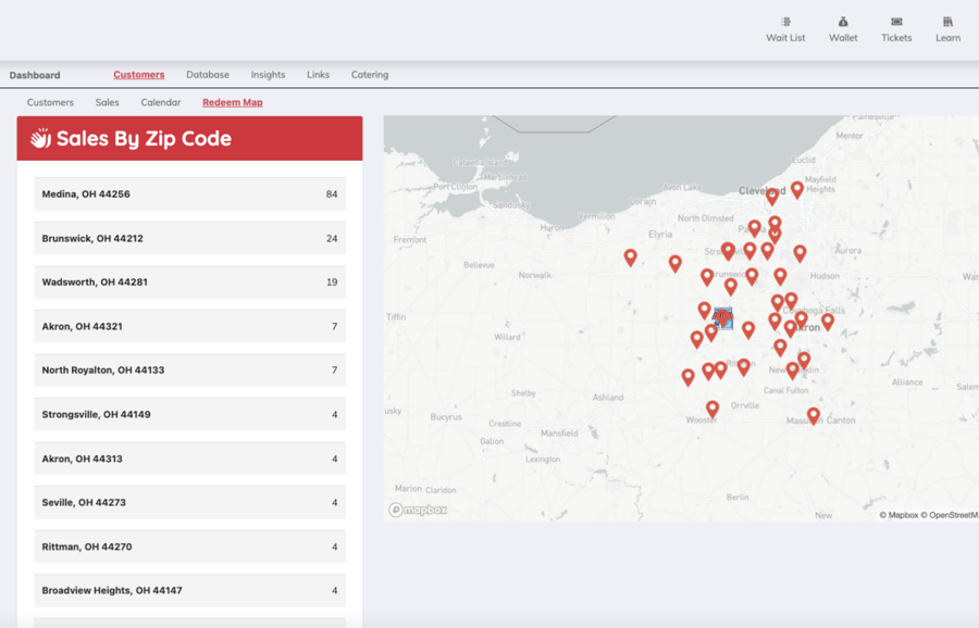 sales by zipcodes map